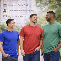 BILLIONHATS Mens Cotton Short Sleeve T-Shirts, Bulk Crew Tees , Mixed Colors