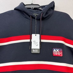 Armani Exchange Mens Pullover Hoodie Navy XL Red White Stripe AX 1991 Patch NWT