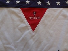 Vintage Antigua United States Flag US All Over Sweatshirt Men’s Large Flaws