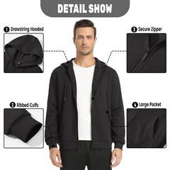 Mens Full Zip Sweatshirt Fleece Hoodie Sweat Shirts Casual Outdoor Sport Jackets