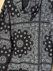 NWT Snoop Dog Death Row Records Black Paisley Hoodie Size Medium 100% Polyester