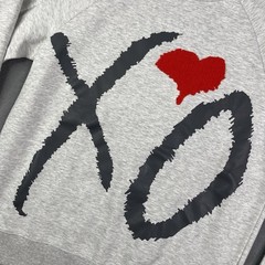 The Weeknd XO Sweatshirt Mens Medium H&M Gray Pullover Heart Big Logo Hip Hop