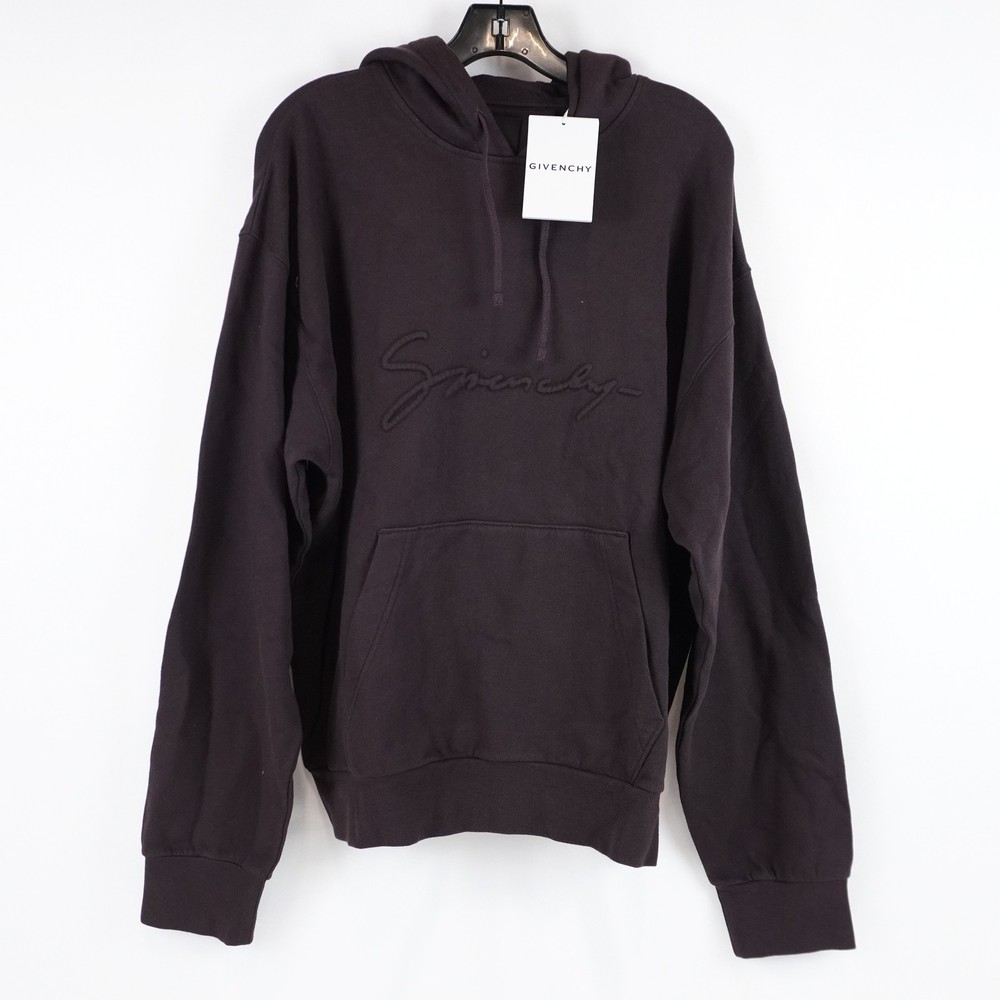 Givenchy Hooded Logo 100% Cotton Sweatshirt In Burgundy – Men’s Size Large
