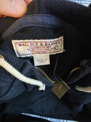 Mens J Crew W&B Heavy Twill Half Zip Hoodie Blue Size XL