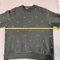 Bonobos Critter Sweatshirt All Over Bird Design Embroidered LS Crewneck Men’s L