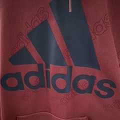 Adidas Men’s M Burgundy All Over Logo Print Pullover Hoodie Red Maroon