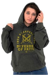 Christian Defender of Faith Iron Sharpens Hoodie Hooded Sweatshirt Men Women