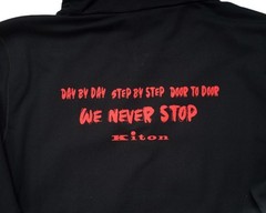 Kiton $1,250 Black Red Text Cotton Stretch Full Zip Hoodie Hooded Sweatshirt S