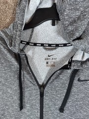 Nike Dri-FIT Grey/Black Zip Front Training Hoodie SZ XXL Polyester Lightweight