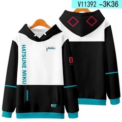 Kawaii Hatsune Miku Cartoon Anime Winter Hoodie 3D Printed Zipper Cardigan Hood