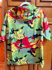 HUSTLE GANG Short Sleeve Mesh Hoodie Size Medium Mens Kenya drawstring colorful
