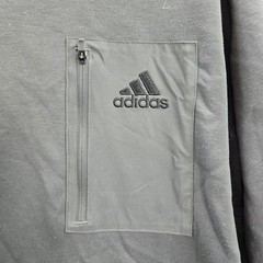 Adidas Men Sweatshirt L Gray Logo Embroidery Fleece Activewear Zipper Long