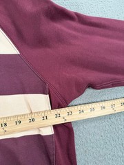 Triple Five Soul Hoodie Men XL Maroon Beige Striped Wolf Print Hooded Sweatshirt