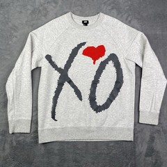 The Weeknd XO Sweatshirt Mens Medium H&M Gray Pullover Heart Big Logo Hip Hop