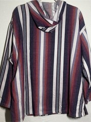 Source Unknown Striped Hooded Pullover – Navy, Maroon & White