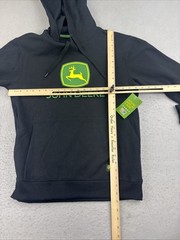 John Deere Hoodie Men Small Black Kangaroo Pocket Hooded Sweatshirt Pullover NWT