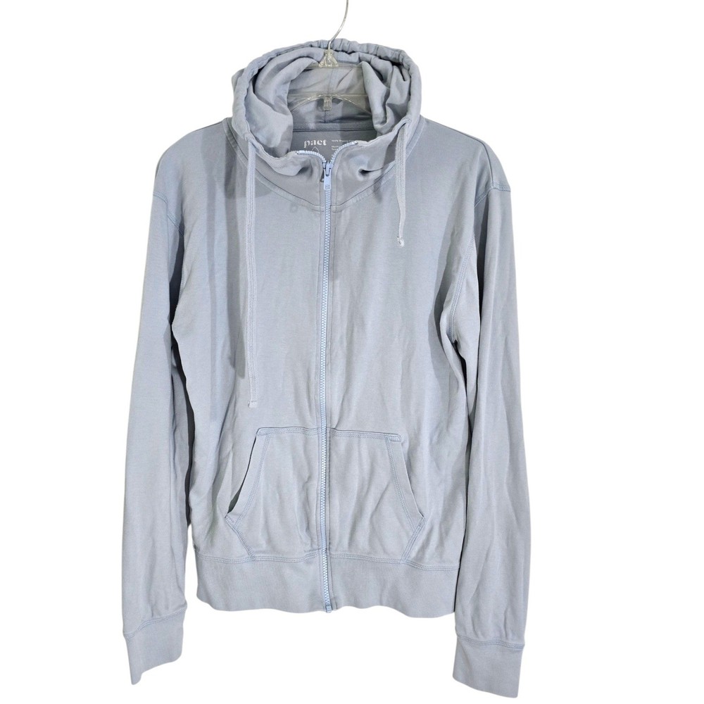 Pact Organic Cotton Full Zip Hoodie Unisex Large Light Blue Sustainable 4711