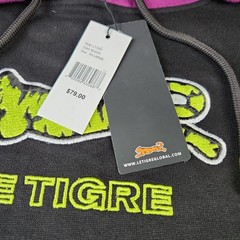 Le Tigre Black Color Block Pull Over Hoodie Size XXL Green Logo Streetwear New