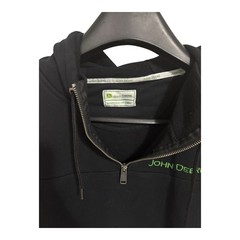 John Deere Men’s Quarter Zip Hoodie Heavyweight Pullover Black Size Large