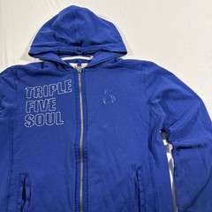 Triple 5 Soul 555 Zip Up Hoodie Sweatshirt Blue Large