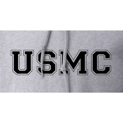 “USMC” Athletic Marines Hooded Sweatshirt in Gray – Adult Small to 5X