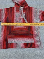Molina Unisex Baja Surfer Red/Black/White Mexican Poncho Hoodie Size L 42/44