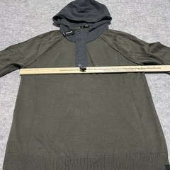 Express Pullover Hoodie Men’s Size Large Green Gray 1/4 zip with buttons