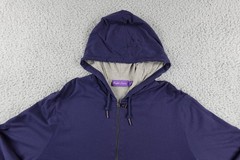 Ralph Lauren Purple Label Hoodie Mens Medium Blue Full Zip Jersey Logo Pockets