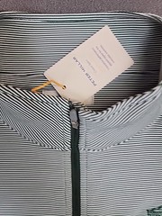 Peter Millar Men’s M GREEN White Pinstripe 1/4 Zip L/S NEW 3RD PTY WESTMINSTER