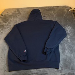 Champion “GET GOOD” Navy Blue Hoodie Sweatshirt Pullover Pockets Adult Large