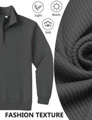 Men’s Solid Color Sweater Long Sleeve Mock Neck Dark Grey Polyester, Spandex