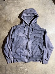 Y2K 22000S SUN FADED THERMAL FULL ZIP HOODIE PURPLE WASH BOXY FIT SIZE LARGE