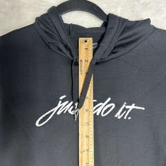 Nike Hoodie Mens Small Black White Script “Just Do It”Swoosh Pullover Sweatshirt