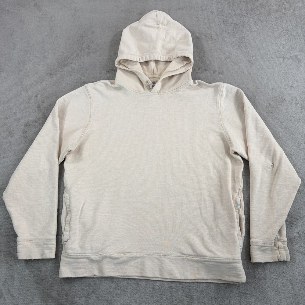 Outerknown Sur Snap Hoodie Mens XL Beige Washed Hemp Organic Cotton Pullover