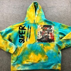 Kleep Hoodie Mens Medium Tie Dye Spell Out Graphic Super Spell Out