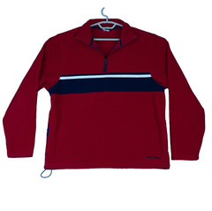 Vintage Y2K Old Navy Fleece Quarter Zip Sweatshirt Mens Large Red White Blue