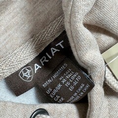 Ariat Mens Logo Hood Oatmeal Heather Hoodie Sweatshirt XL-Tall Cotton XLT