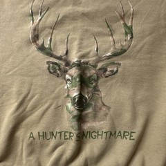 American Tradition Men’s Beige Fleece Crewneck Pullover Deer Graphic XL