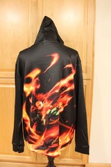 Anime Hoodie Bright Color Sweatshirt Novelty Orange Pattern Size Medium