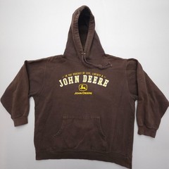 John Deere Hoodie Mens XL Spellout Logo Farmer Ranch Workwear Pullover
