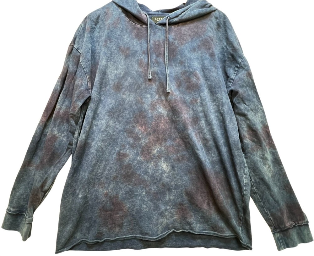 PacSun Mens Oversized Hooded Sweatshirt Long Sleeve Size XL Navy Blue Tie Dye