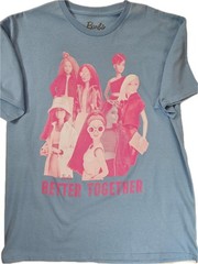 Barbie Shirt Womens XL Blue Better Together Graphic Tee Hybrid Mattel NEW