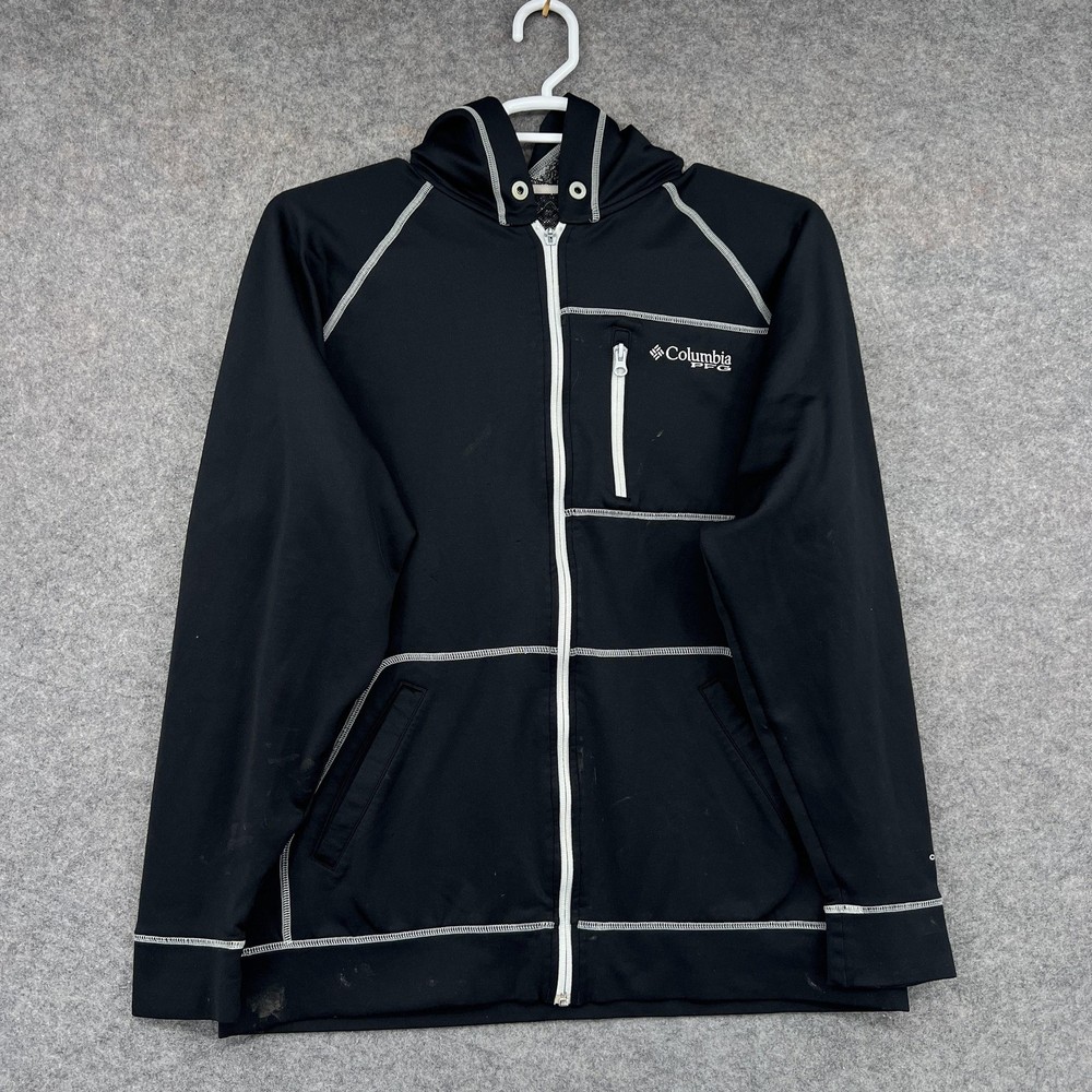 Columbia Hoodie Sweatshirt Mens Large Black Full Zip Lightweight Breathable