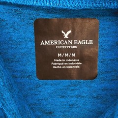 American Eagle Pullover Hoodie Men’s Med Heather Blue Gray Sweatshirt Spellout
