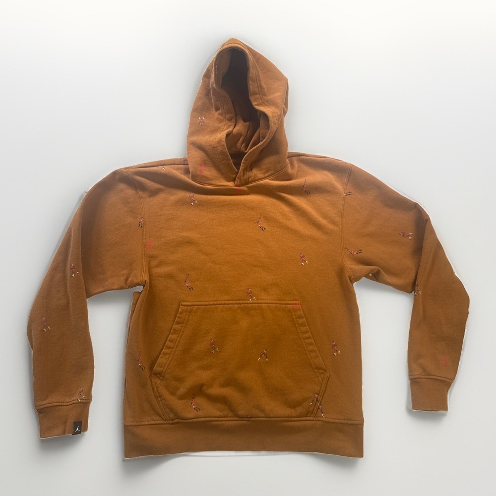 Nike Air Jordan Essential AOP Fleece Hoodie Mens S Brown DC9707-241 Basketball