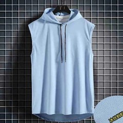 Summer Men Muscle Hoodie Vest Sleeveless Bodybuilding Gym Workout Fitness Shirt