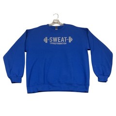 Gildan Sweatshirt Men Large Blue Excellent Sweat Transformation Gym Graphic