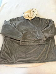 The Comfy Gray Sherpa Lined Pullover Blanket Hoodie Pockets One Size Unisex