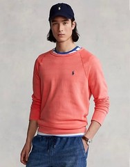 Polo Ralph Lauren Men’s Coral Red Spa Terry Raglan Pullover Sweatshirt Sizes