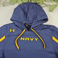 Under Armour Navy Blue US Naval Pullover Hoodie Size S Loose